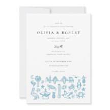 Charleston Toile Gräns i Blue Förlovningsfest