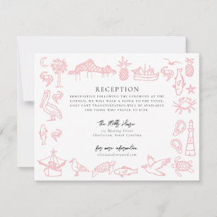 Charleston Toile Gräns Rosa Information Card Anteckningskort