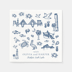 Charleston Toile i Navy Blue Napkin Pappersservett