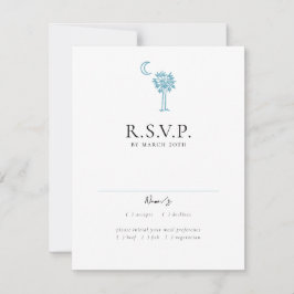 Charleston Toile in Blue Bröllop Responcard OSA Kort