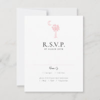 Charleston Toile in Rosa Bröllop Response Card
