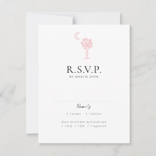 Charleston Toile in Rosa Bröllop Response Card OSA Kort