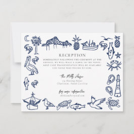 Charleston Toile Navy Blue Information Card Anteckningskort