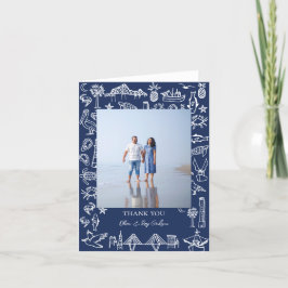 Charleston Toile Navy Blue Tack Photo Card