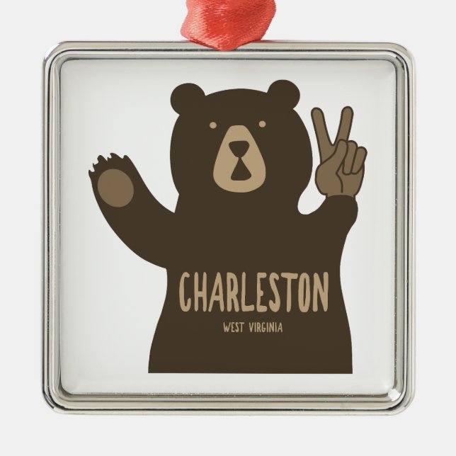 Charleston Väster Virginia Peace Bear Julgransprydnad Metall (Framsidan)