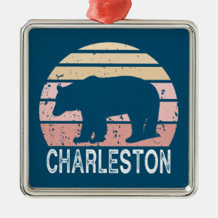 Charleston West Virginia Retro Björn Julgransprydnad Metall