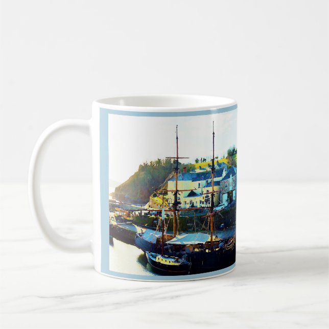 Charlestown Harbor Cornwall England Kaffemugg (Vänster)