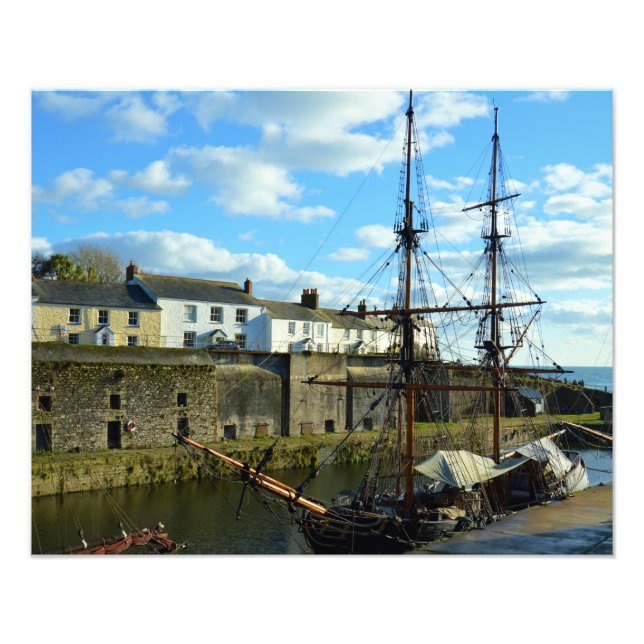 Charlestown Harbor Cornwall UK Poldark Location Fototryck (Framsidan)