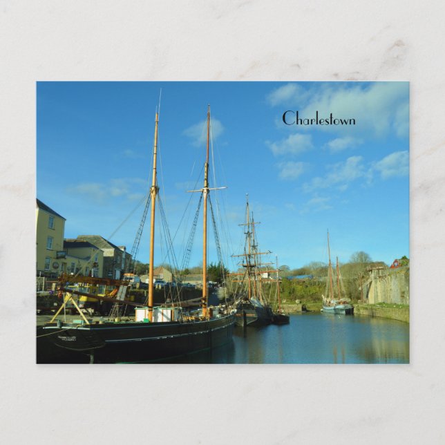 Charlestown Harbor Cornwall UK Poldark Location Vykort (Framsida)