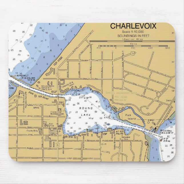 Charlevoix den nautiska MI-runda sjön kartlägger Musmatta (Framsidan)