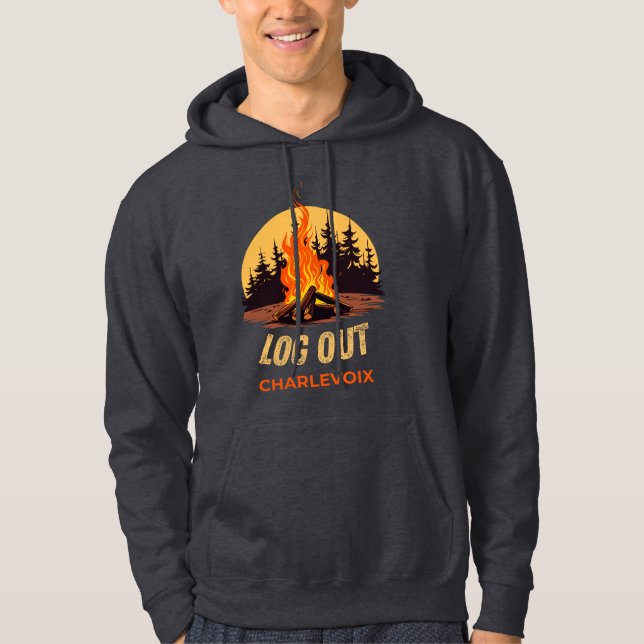 Charlevoix Michigan Lägger eld på lägereld Hoodie (Framsida)