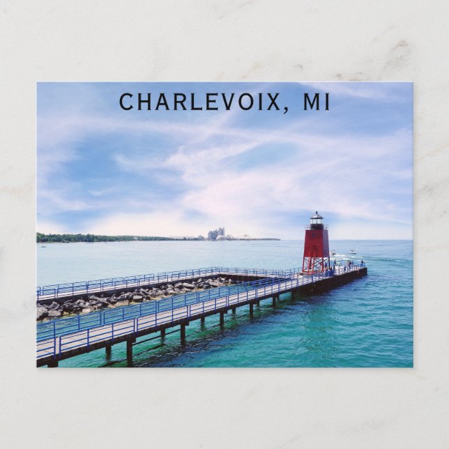Charlevoix Michigan Lighthouse Travel Vykort (Framsida)