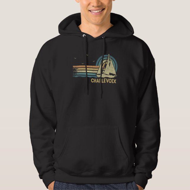 Charlevoix Michigan Sailing Vacation Boating Sailb Hoodie (Framsida)