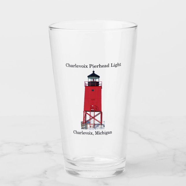 Charlevoix Pierhead Light glass Glaskopp (Framsida)