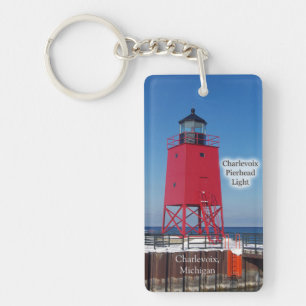 Charlevoix Pierhead Light Rectangle nyckelring