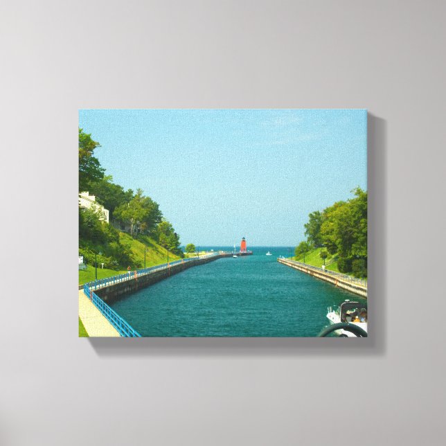 Charlevoix South Pier Light Station, Charlevoix,MI Canvastryck (Framsida)