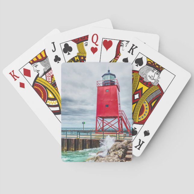 Charlevoix South Pierhead Lighthouse Casinokort (Baksidan)