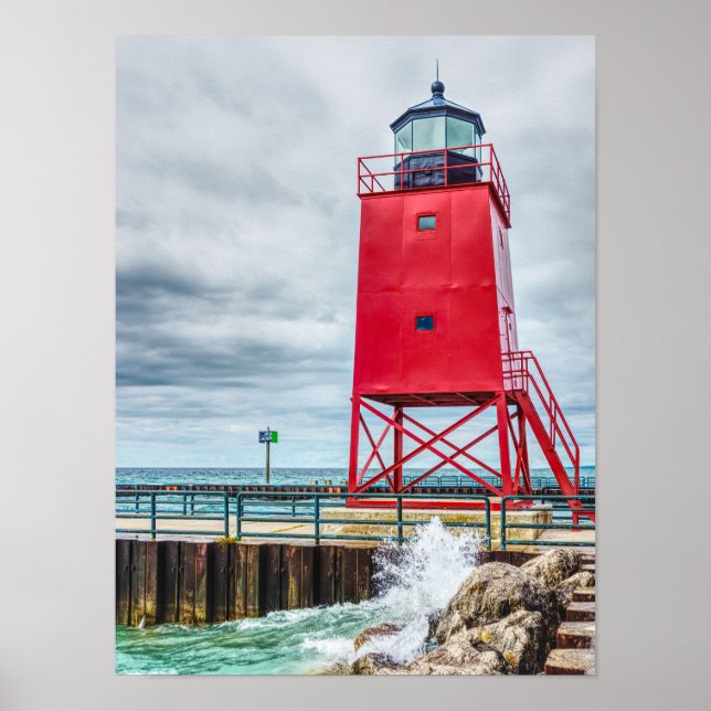 Charlevoix South Pierhead Lighthouse Poster (Framsidan)