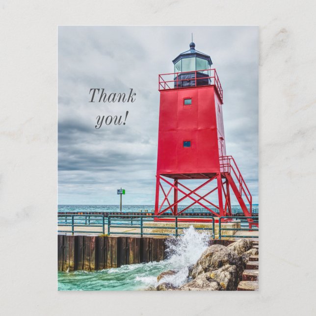 Charlevoix South Pierhead Lighthouse Tack Vykort (Framsida)
