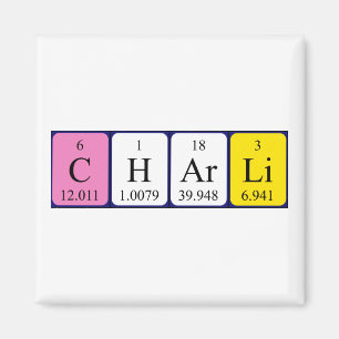 Charli periodiskt bord namn magnet