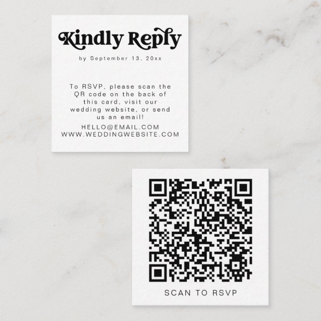 CHARLI Retro Groovy 70:s QR OSA Square Card Fyrkantigt Visitkort (Fram/baksida)