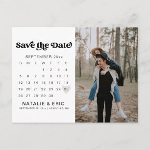 CHARLI Retro Modern Photo Save Date Postcard Vykort