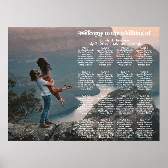 CHARLI Retro Photo Seating Chart-mall Poster (Framsidan)