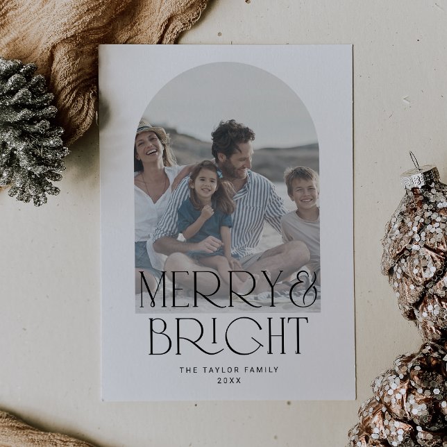 CHARLIE Black Arch Merry Bright Photo jul Julkort (CHARLIE Black Arch Merry Bright Photo Christmas Holiday Card)