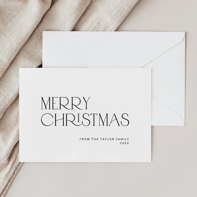 CHARLIE Black Easy Family God jul Julkort (CHARLIE Black Easy Simple Family Merry Christmas Holiday Card)