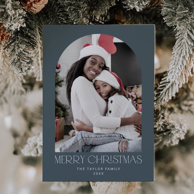 CHARLIE Blue Arch Julafton Photo Roligt God jul Julkort (CHARLIE Blue Arch Xmas Photo Fun Merry Christmas Holiday Card)