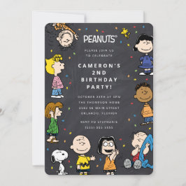 Charlie Brown & Gang Chalkboard Confetti Birthday Inbjudningar