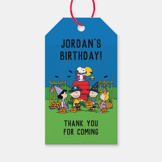 Charlie Brown Halloween Födelsedagsfest Favor Presentetikett (Framsidan)