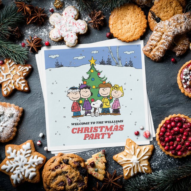Charlie Brown och Friends jul Party Pappersservett (Napkin on table with cookies)