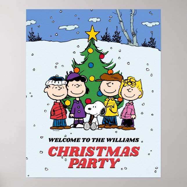 Charlie Brown och Friends jul Party Poster (Framsidan)