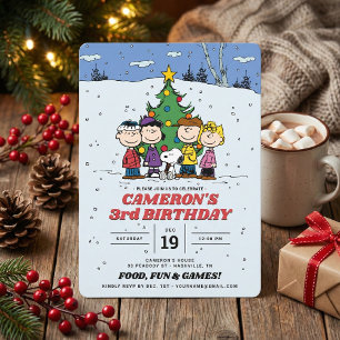 Charlie Brown och Friends Winter Birthday Inbjudningar