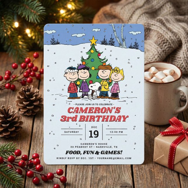 Charlie Brown och Friends Winter Birthday Inbjudningar (Skapare uppladdad)