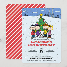 Charlie Brown och Friends Winter Birthday Inbjudningar