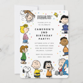 Charlie Brown och Gang Confetti Birthday Inbjudningar