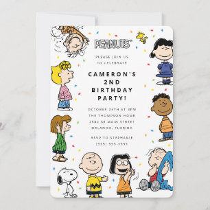 Charlie Brown och Gang Confetti Birthday Inbjudningar