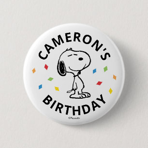 Charlie Brown och Gang Confetti Birthday Knapp