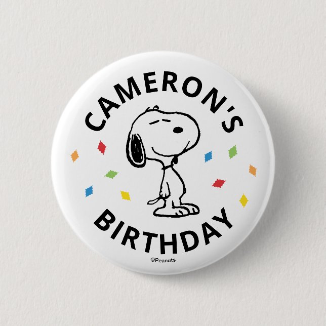 Charlie Brown och Gang Confetti Birthday Knapp (Framsida)