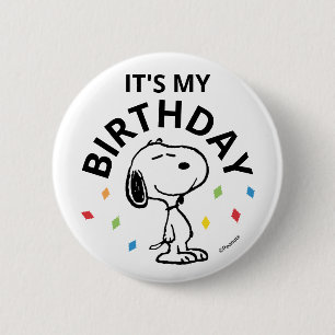 Charlie Brown och Gang Confetti Birthday Knapp