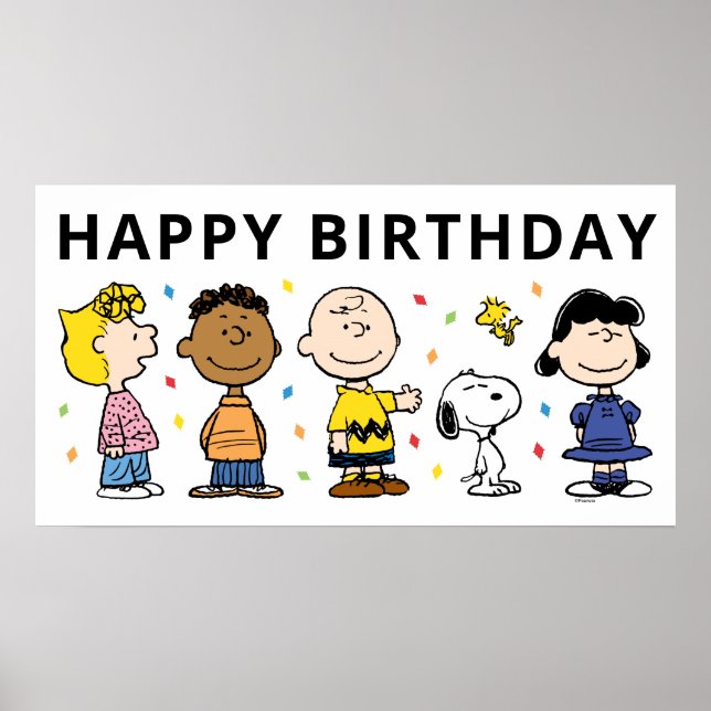 Charlie Brown och Gang Confetti Birthday Poster (Framsidan)