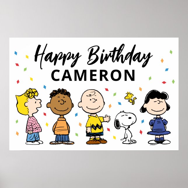 Charlie Brown och Gang Confetti Birthday Poster (Framsidan)