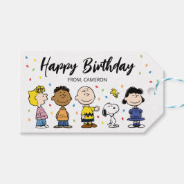 Charlie Brown och Gang Confetti Birthday Presentetikett