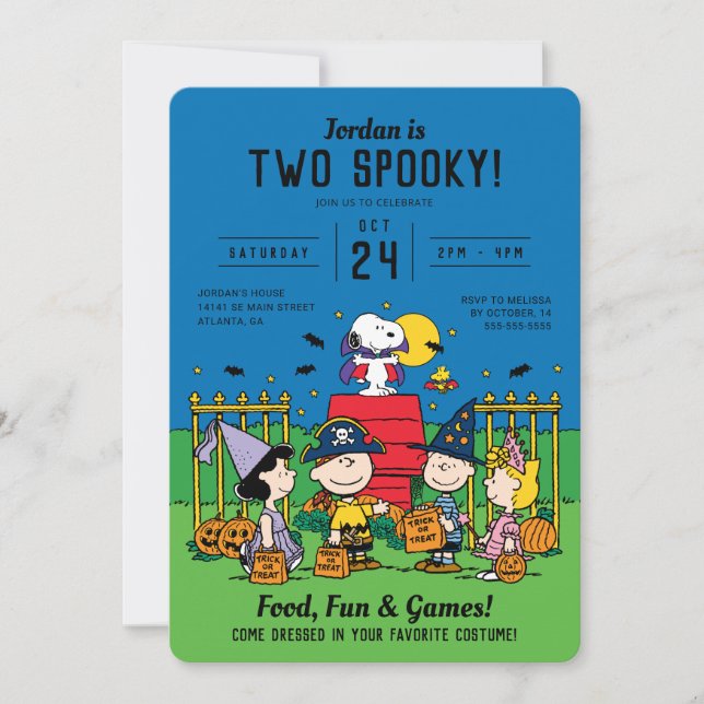 Charlie Brown och Gang Halloween 2:a födelsedagen Inbjudningar (Framsida)