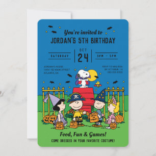 Charlie Brown och Gang Halloween Birthday Inbjudningar