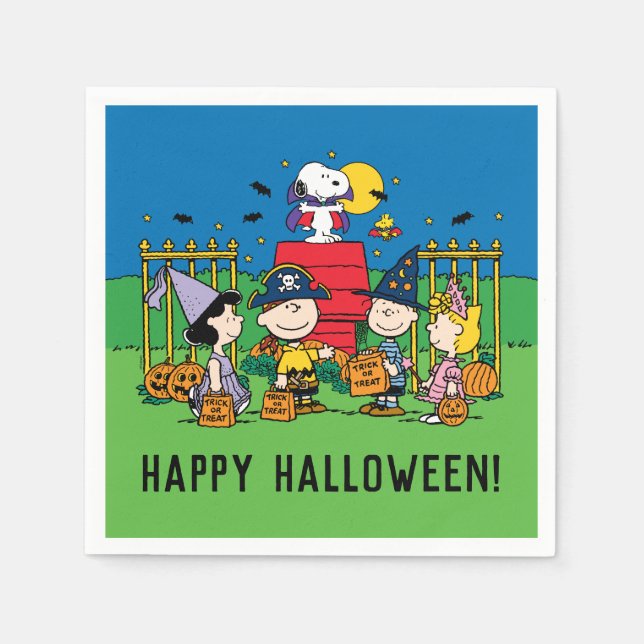 Charlie Brown och Gang Halloween fest Pappersservett (Framsidan)