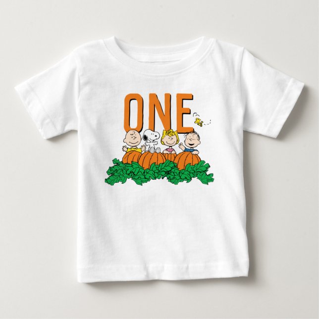 Charlie Brown och Gang Pumpkin 1:a födelsedagen T Shirt (Framsida)