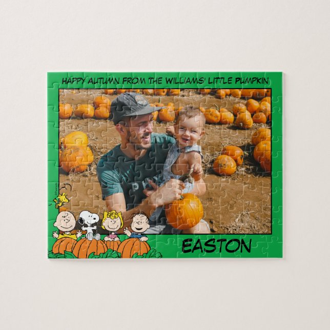 Charlie Brown och Gang Pumpkin Anpassningsbar Phot Pussel (Horisontell)